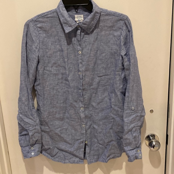 Sigrid Olsen Blue linen button down shirt - Picture 1 of 5